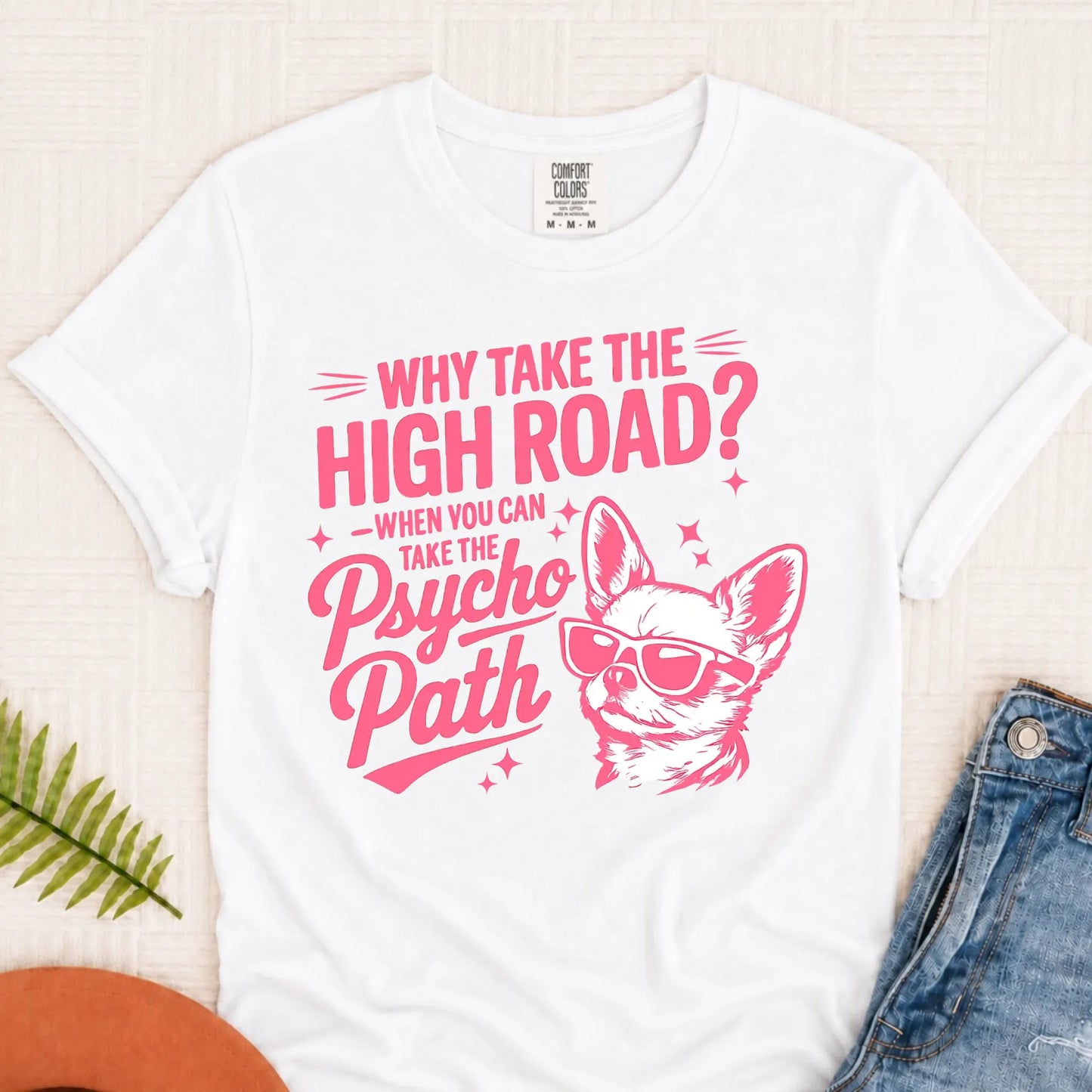 Chihuahua Psychopath Funny Unisex TShirt White