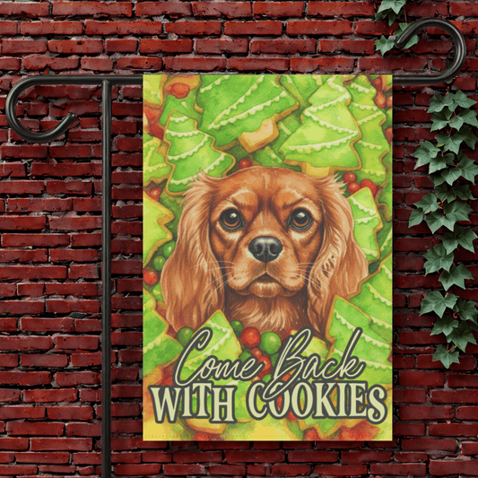Personalized Christmas Cookies Cavalier Garden Flag 12'' × 18''