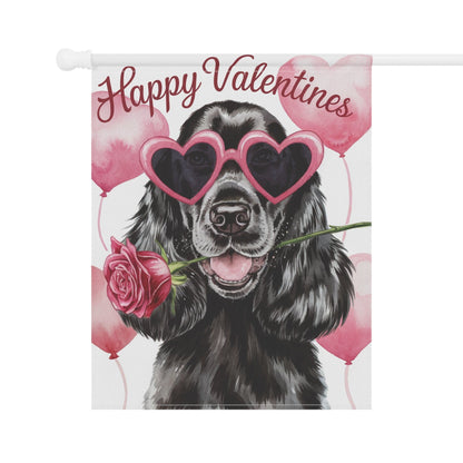 Printify Home Decor Cocker Spaniel Valentines Day Small Decorative Garden Flag, Hearts Yard Lawn Decor