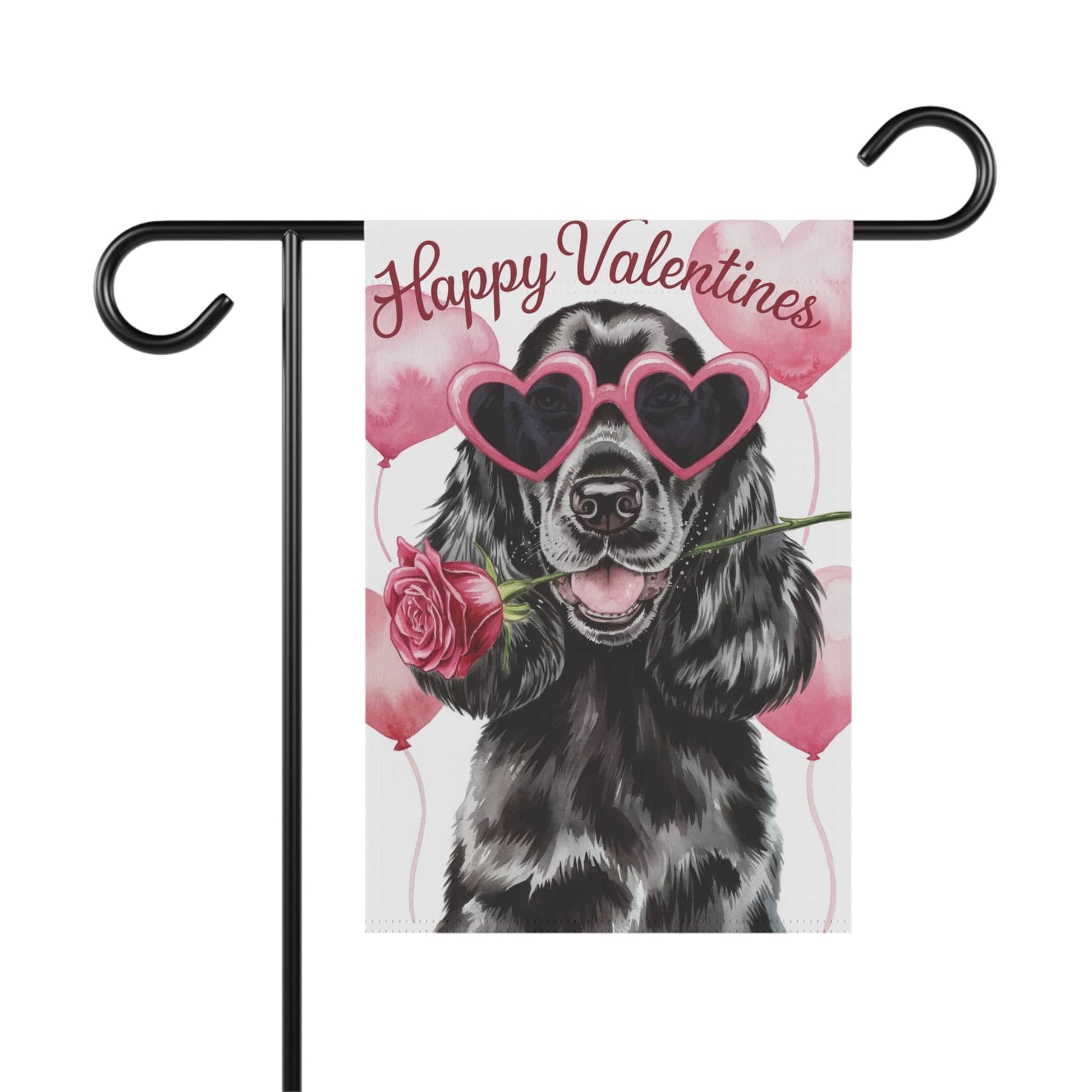 Printify Home Decor 12'' × 18'' Cocker Spaniel Valentines Day Small Decorative Garden Flag, Hearts Yard Lawn Decor