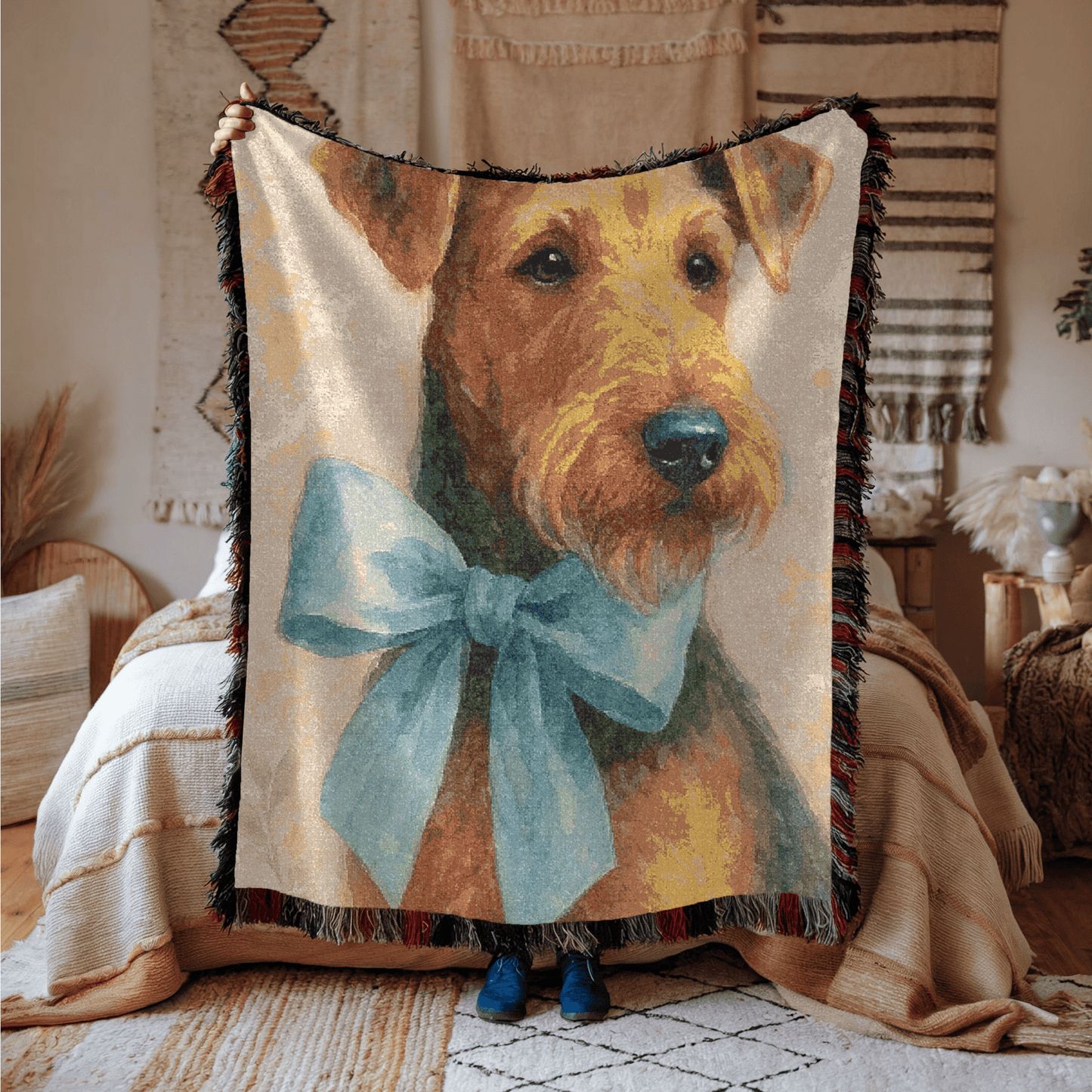 Printify Home Decor Coquette Pet Woven Blanket, Blue Boy Dog Throw Birthday, Housewarming, Fun Home Accent