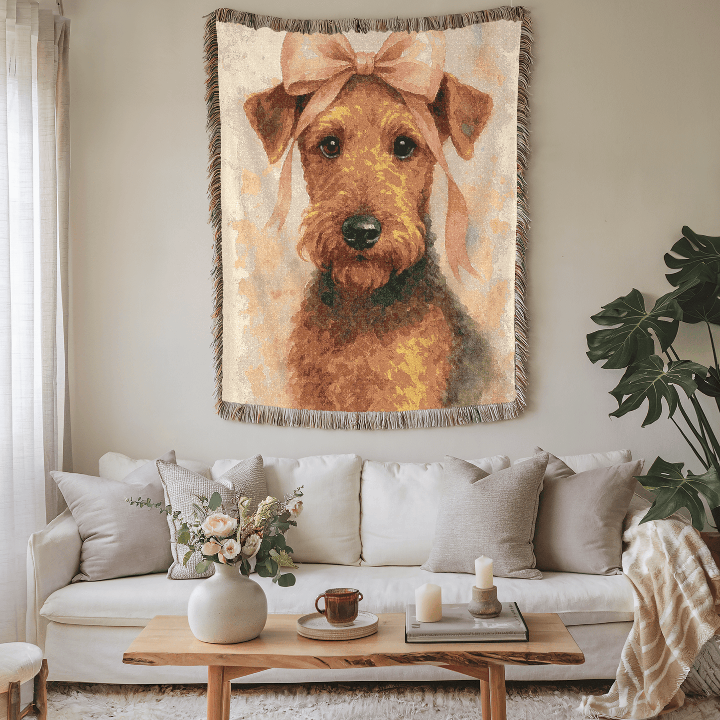 Printify Home Decor Coquette Pet Woven Blanket, Pink Feminine Dog Throw Birthday, Housewarming, Fun Home Accent