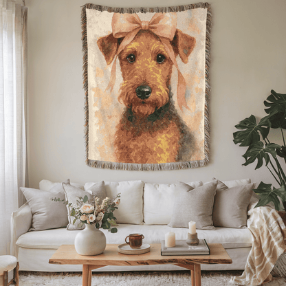 Printify Home Decor Coquette Pet Woven Blanket, Pink Feminine Dog Throw Birthday, Housewarming, Fun Home Accent