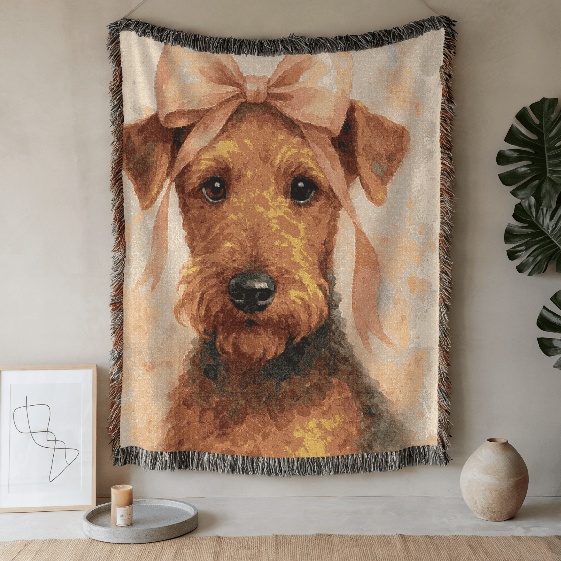 Printify Home Decor Coquette Pet Woven Blanket, Pink Feminine Dog Throw Birthday, Housewarming, Fun Home Accent