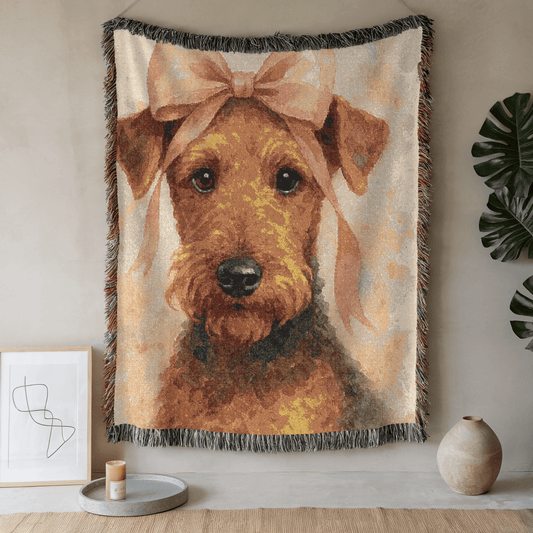 Printify Home Decor Coquette Pet Woven Blanket, Pink Feminine Dog Throw Birthday, Housewarming, Fun Home Accent