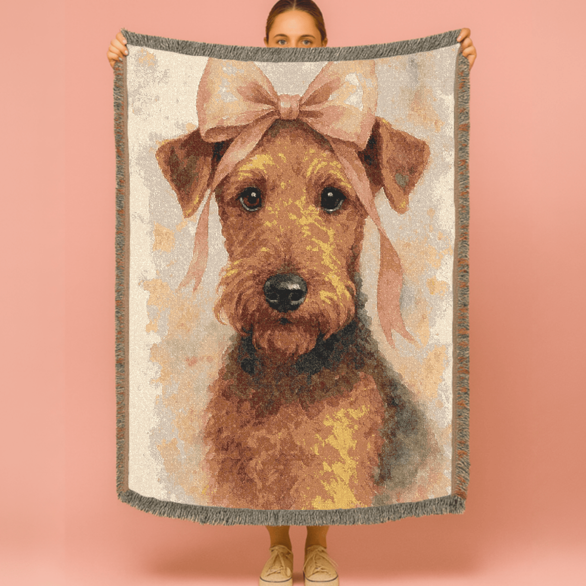 Printify Home Decor Coquette Pet Woven Blanket, Pink Feminine Dog Throw Birthday, Housewarming, Fun Home Accent