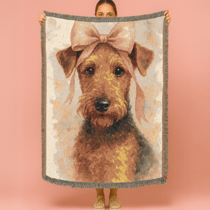 Printify Home Decor Coquette Pet Woven Blanket, Pink Feminine Dog Throw Birthday, Housewarming, Fun Home Accent
