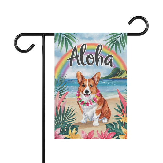 Printify Home Decor 12'' × 18'' Corgi Cardigan red Hawaii Garden Flag, Aloha Luau Party Decorations, Tropical Hawaiian