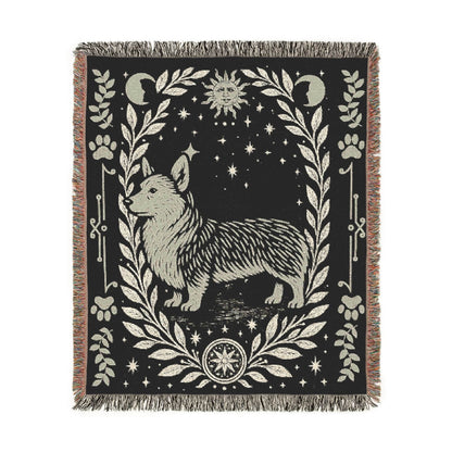 Printify Blanket Corgi Celestial Woven Blanket