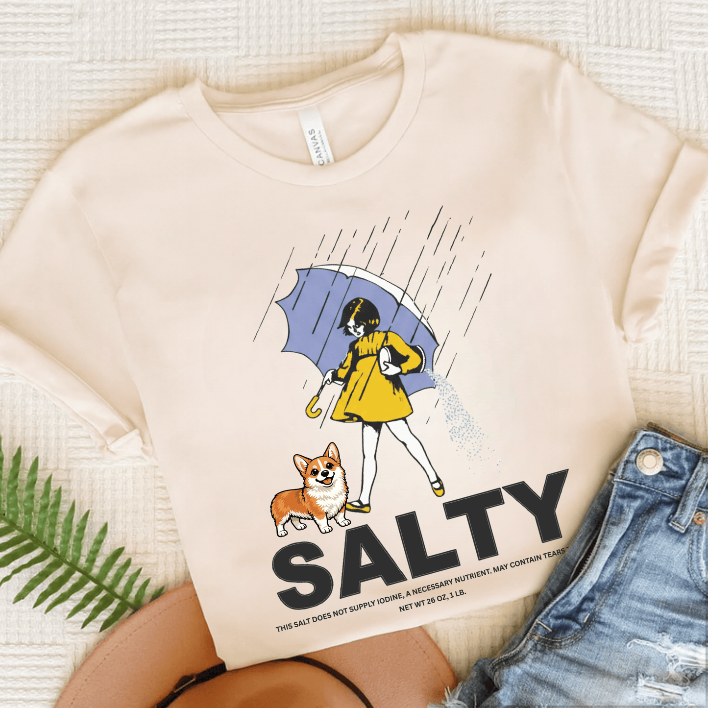 Corgi Salty Sarcastic Unisex TShirt Natural