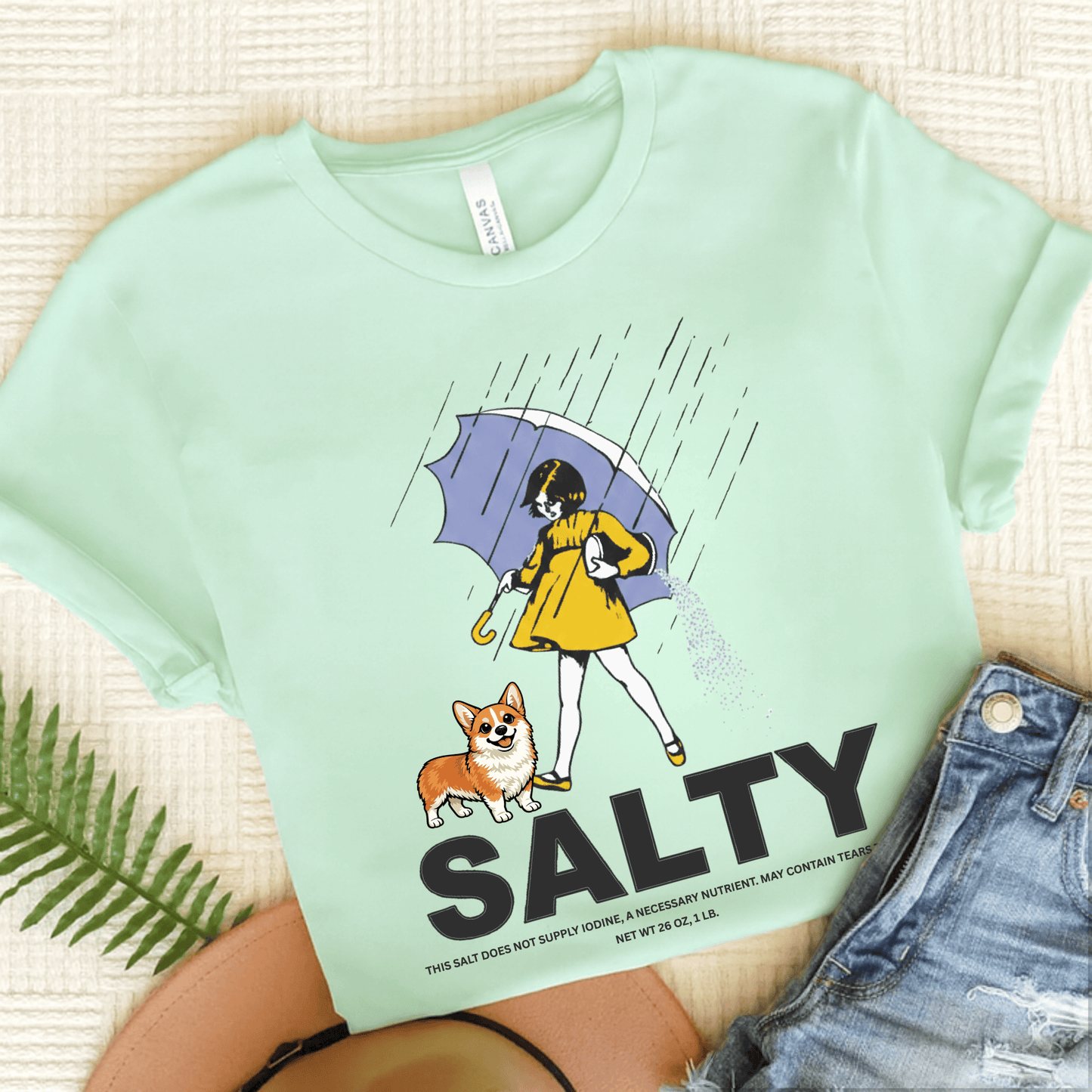 Corgi Salty Sarcastic Unisex TShirt Heather Mint