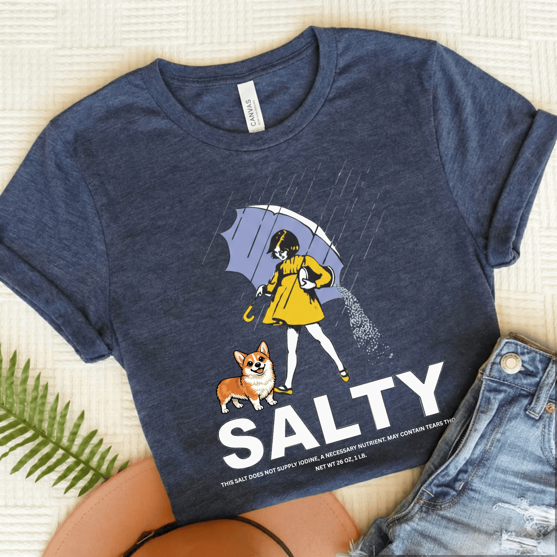 Corgi Salty Sarcastic Unisex TShirt Heather Navy