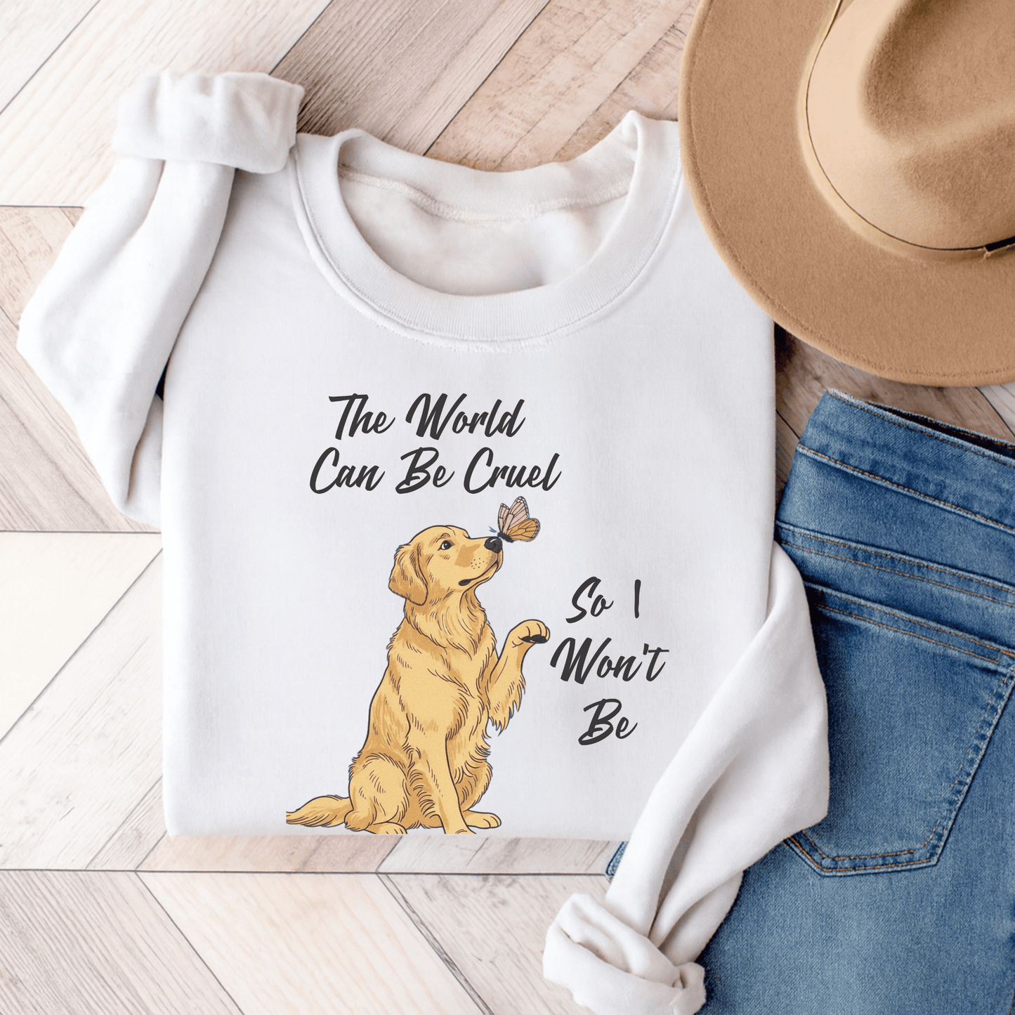 Cruel World Golden Retriever Unisex Sweatshirt White