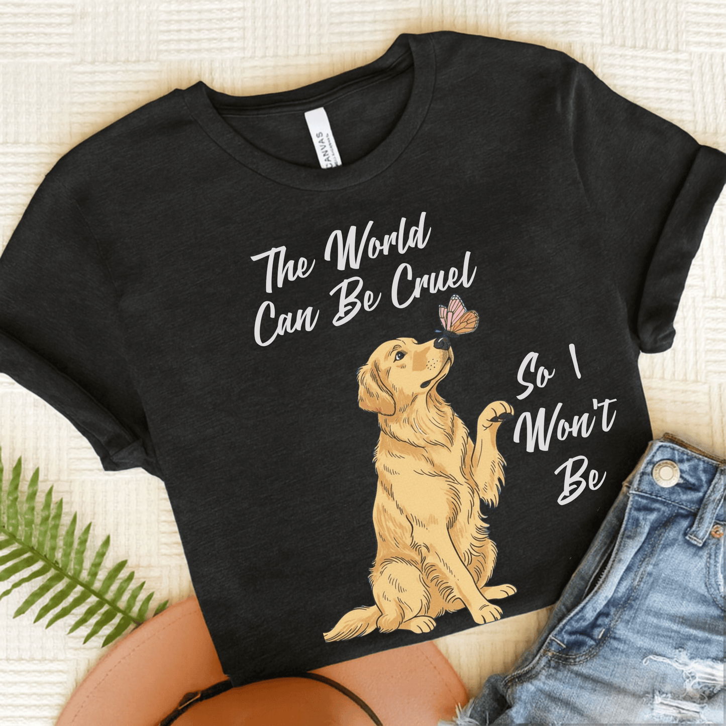 Cruel World Golden Retriever Unisex Tshirt Solid Black Blend