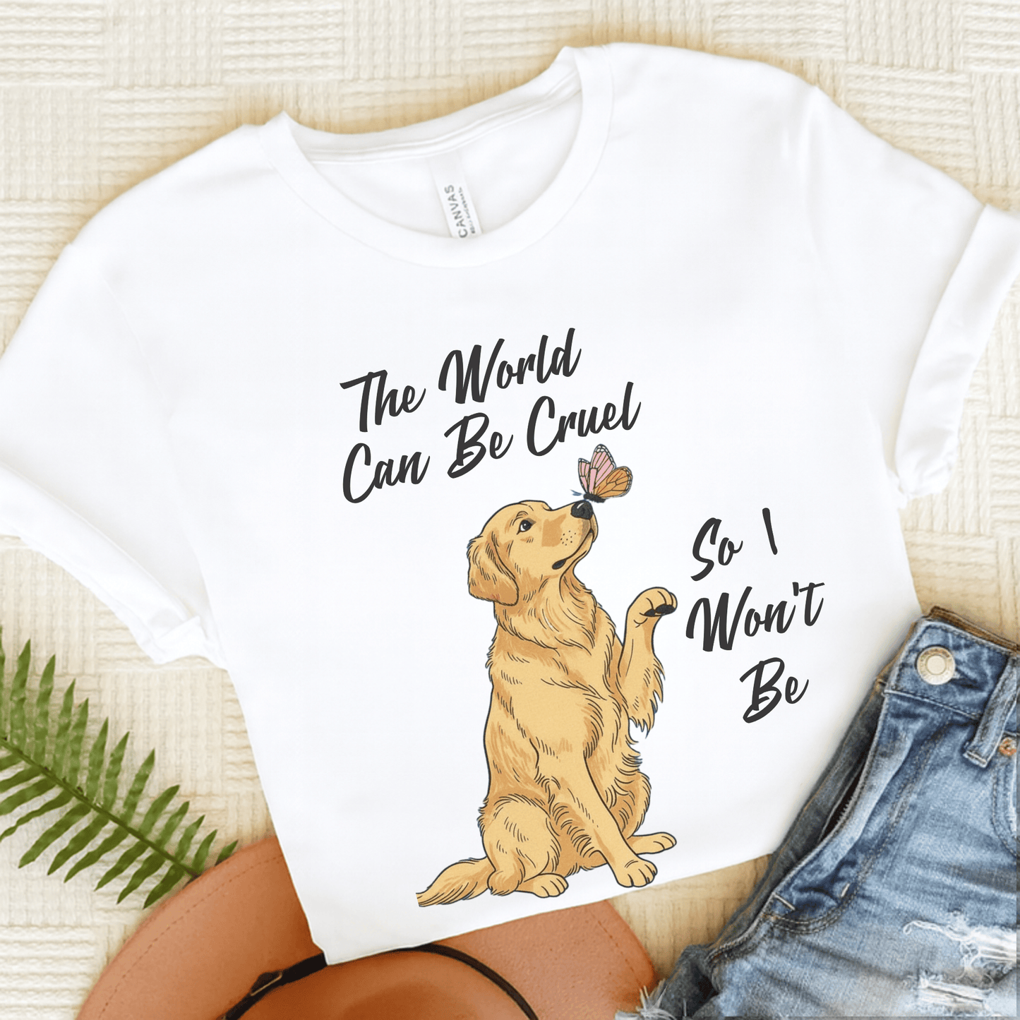 Cruel World Golden Retriever Unisex Tshirt White