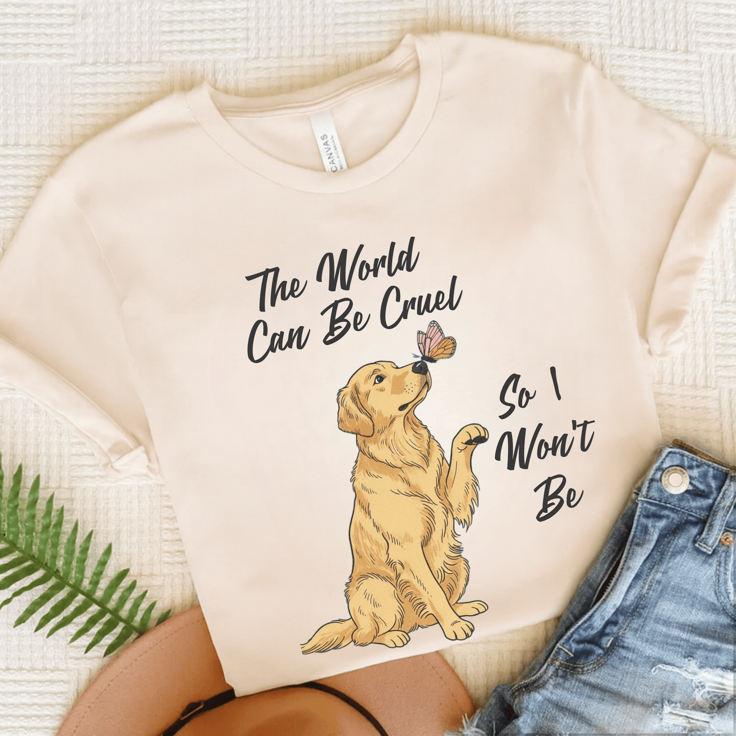 Cruel World Golden Retriever Unisex Tshirt Natural