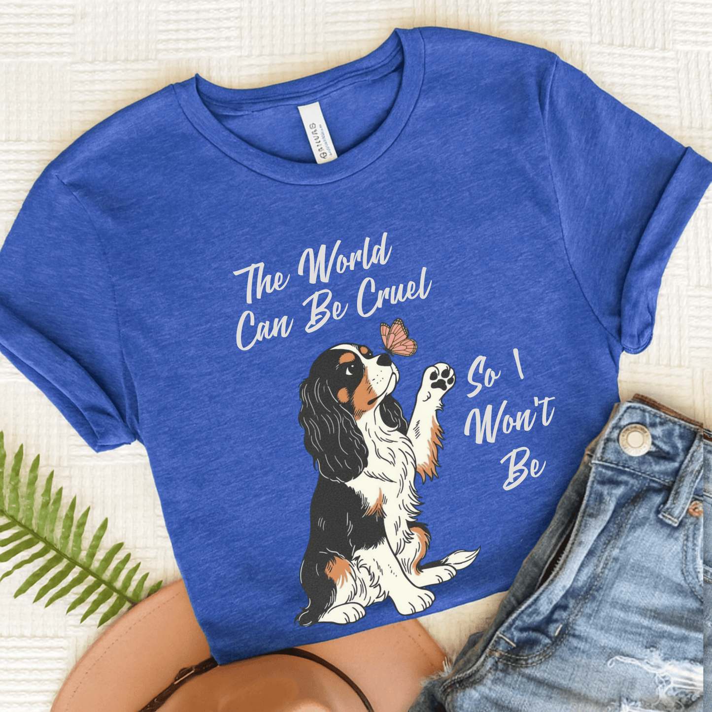Personalized Cruel World Cavalier Unisex Tshirt Heather True Royal