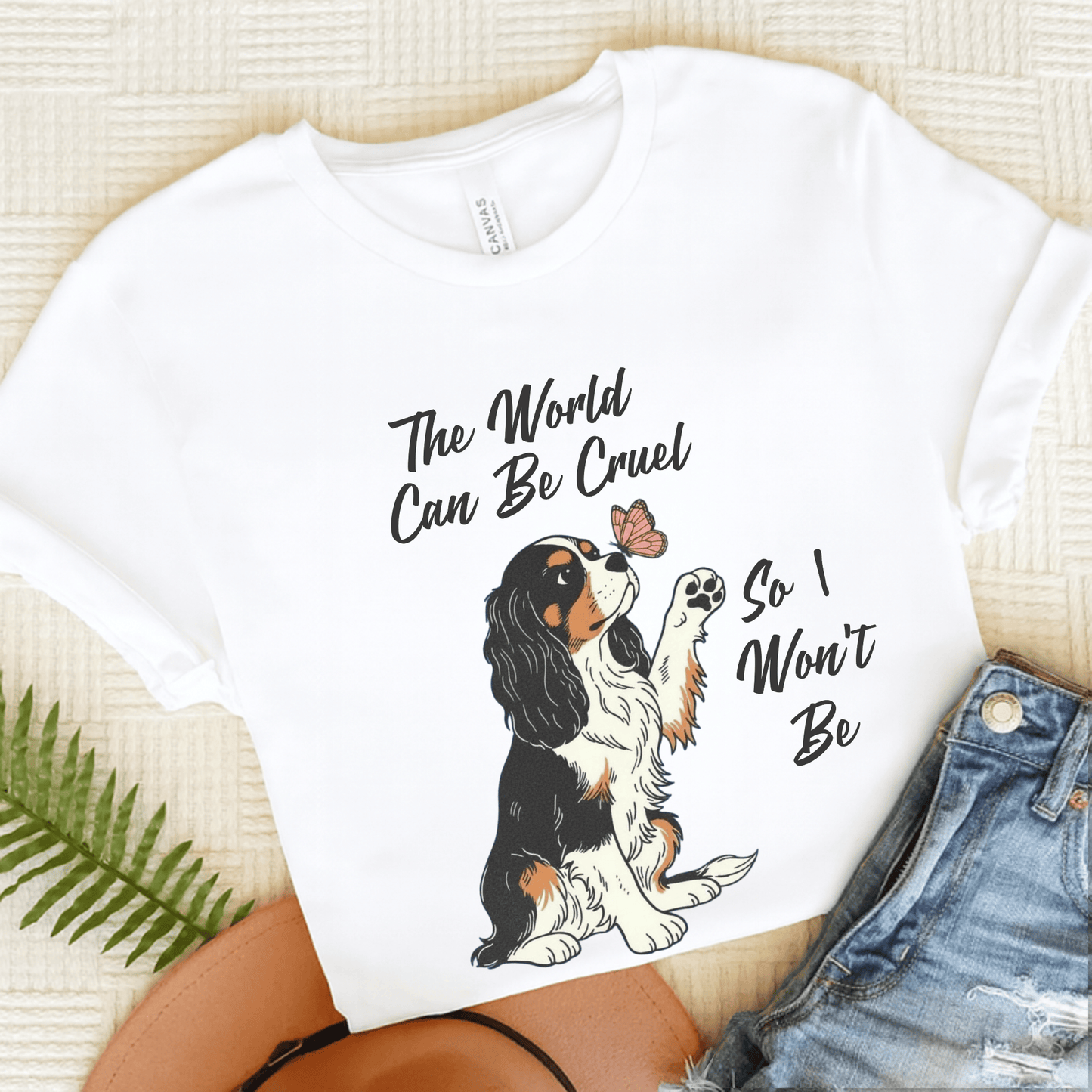 Personalized Cruel World Cavalier Unisex Tshirt White