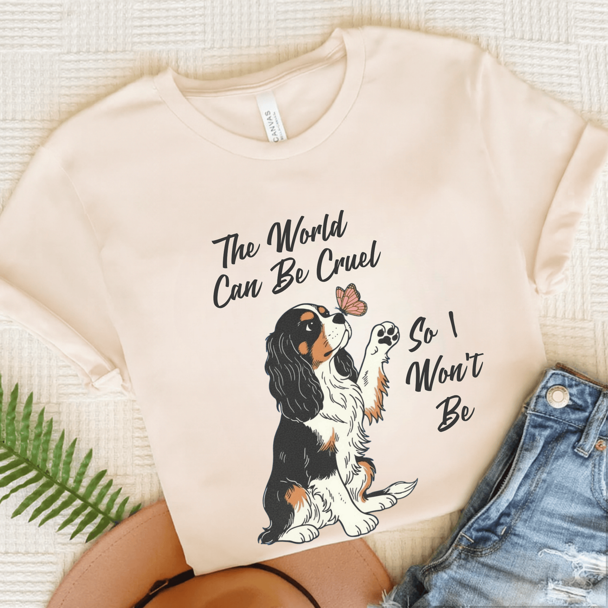 Personalized Cruel World Cavalier Unisex Tshirt Natural
