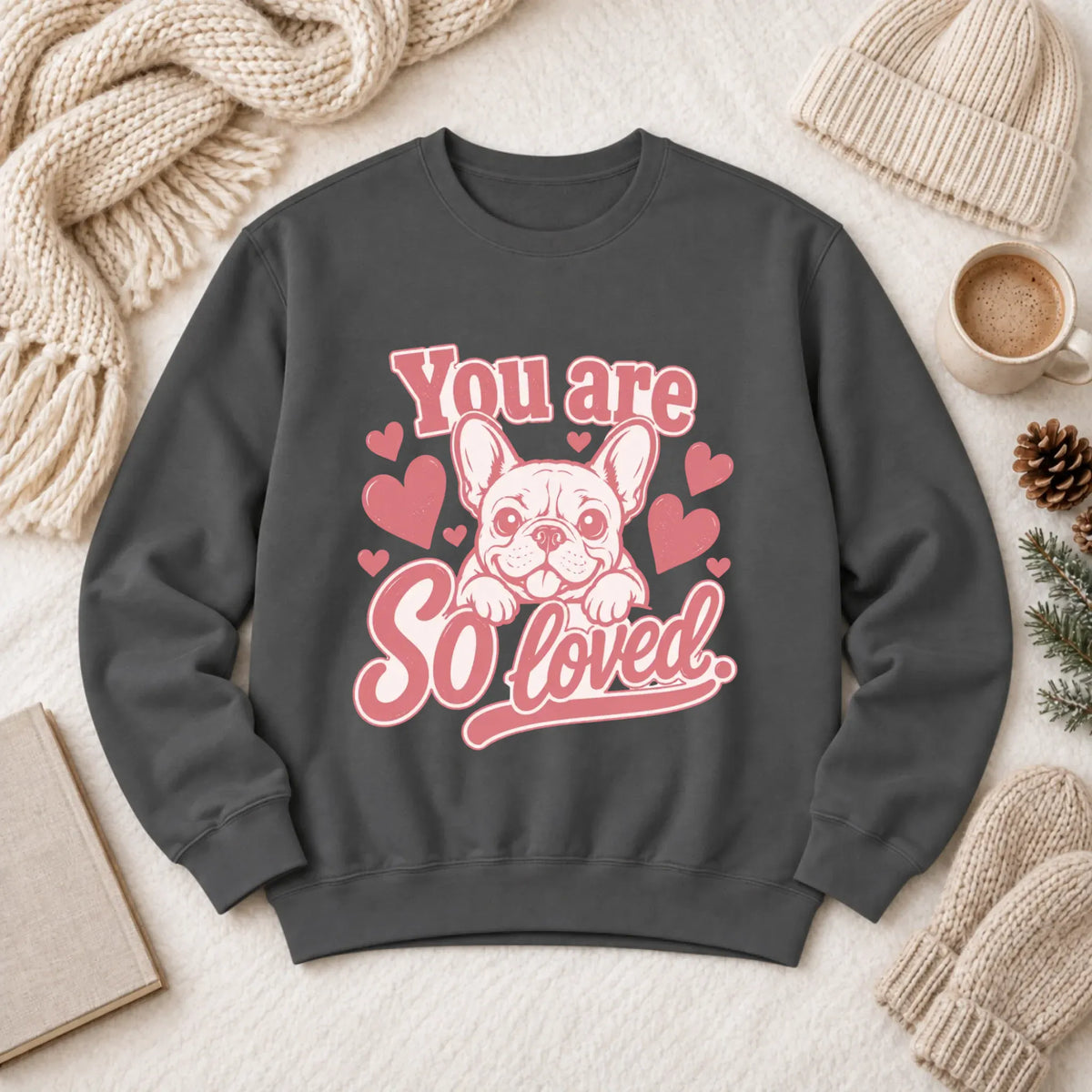 Sweatshirt Pepper / S Csutom Frenchie Valentines Loved Unisex Sweatshirt