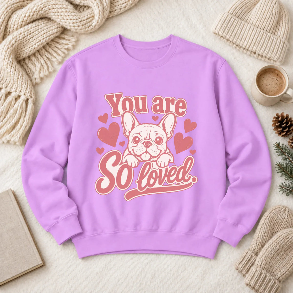 Sweatshirt Neon Violet / S Csutom Frenchie Valentines Loved Unisex Sweatshirt