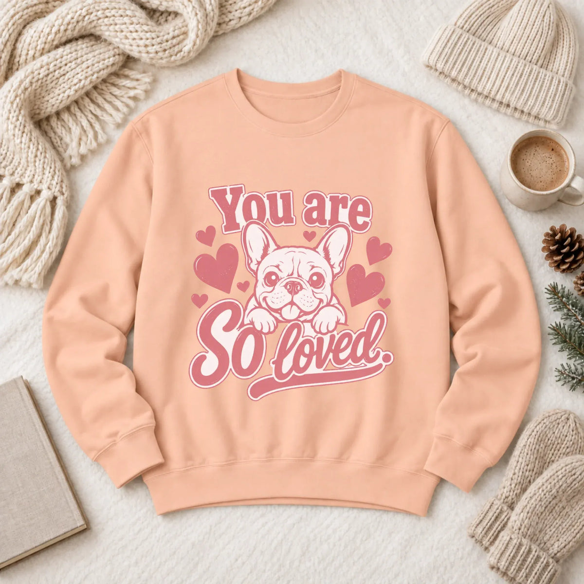 Sweatshirt Peachy / S Csutom Frenchie Valentines Loved Unisex Sweatshirt