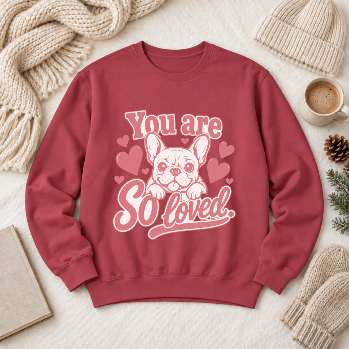 Sweatshirt Crimson / S Csutom Frenchie Valentines Loved Unisex Sweatshirt