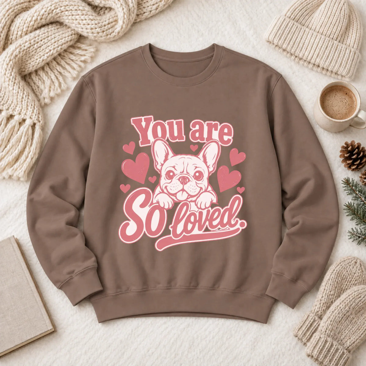 Sweatshirt Espresso / S Csutom Frenchie Valentines Loved Unisex Sweatshirt