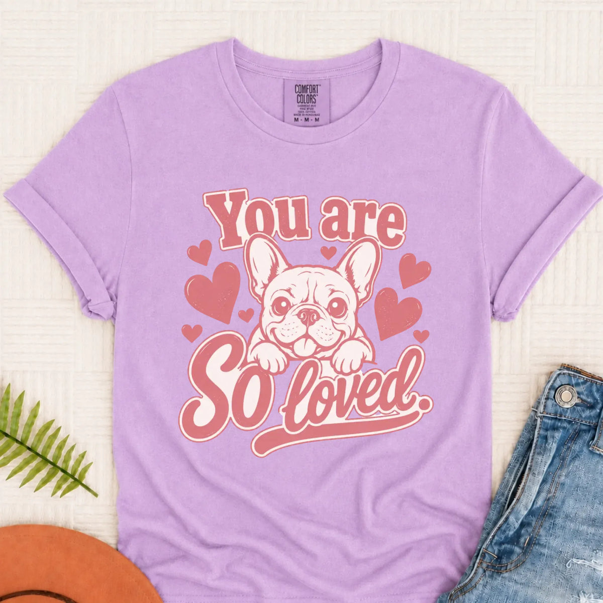 T-Shirt Orchid / S Csutom Frenchie Valentines Loved Unisex Tshirt