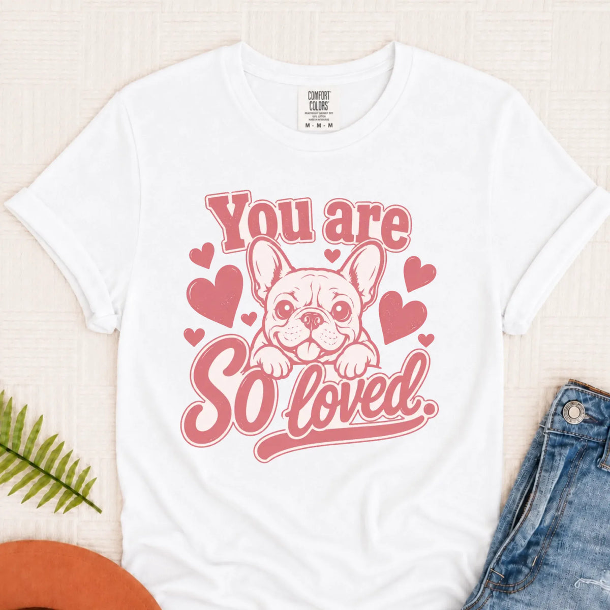 T-Shirt White / S Csutom Frenchie Valentines Loved Unisex Tshirt