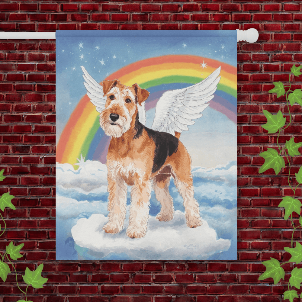 Printify Garden Flag 24.5'' × 32'' Custom Airedale Terrier Angel Memorial Garden Flag