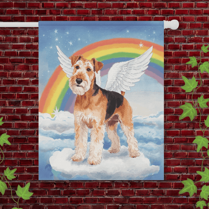 Printify Garden Flag 24.5'' × 32'' Custom Airedale Terrier Angel Memorial Garden Flag