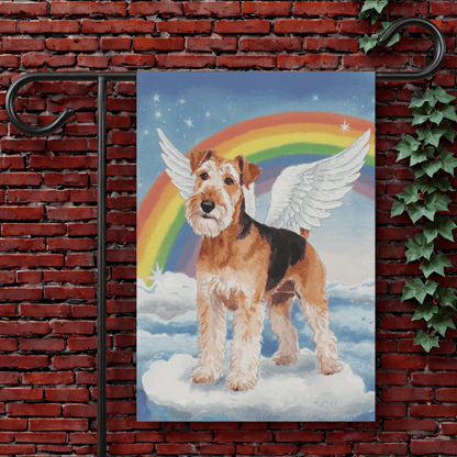 Printify Garden Flag 12'' × 18'' Custom Airedale Terrier Angel Memorial Garden Flag