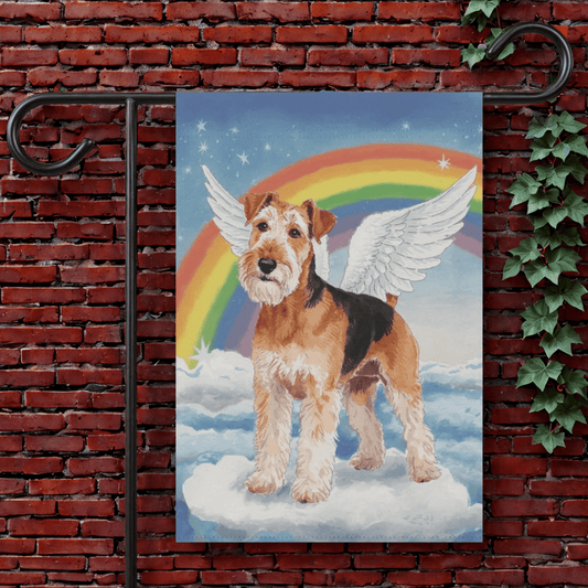 Printify Garden Flag 12'' × 18'' Custom Airedale Terrier Angel Memorial Garden Flag