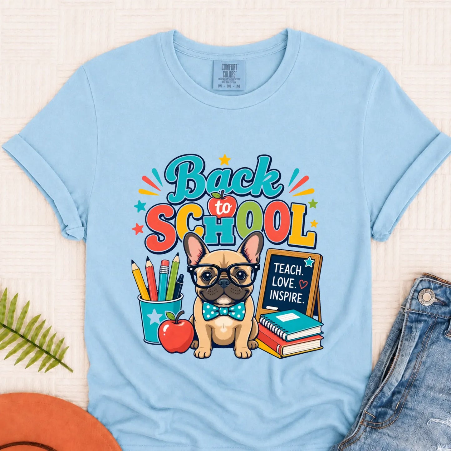 Custom Back to School Teacher Unisex Tshirt Chambray