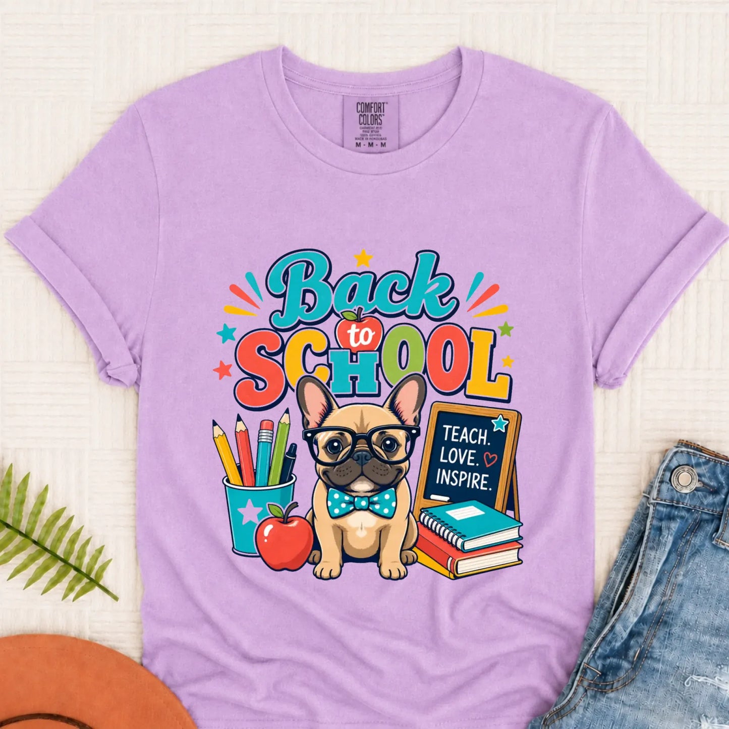 Custom Back to School Teacher Unisex Tshirt Orchid