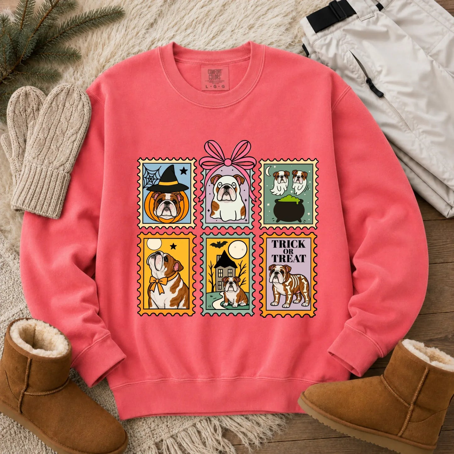 Custom Bulldog Ghost Stamps Unisex Sweatshirt Watermelon