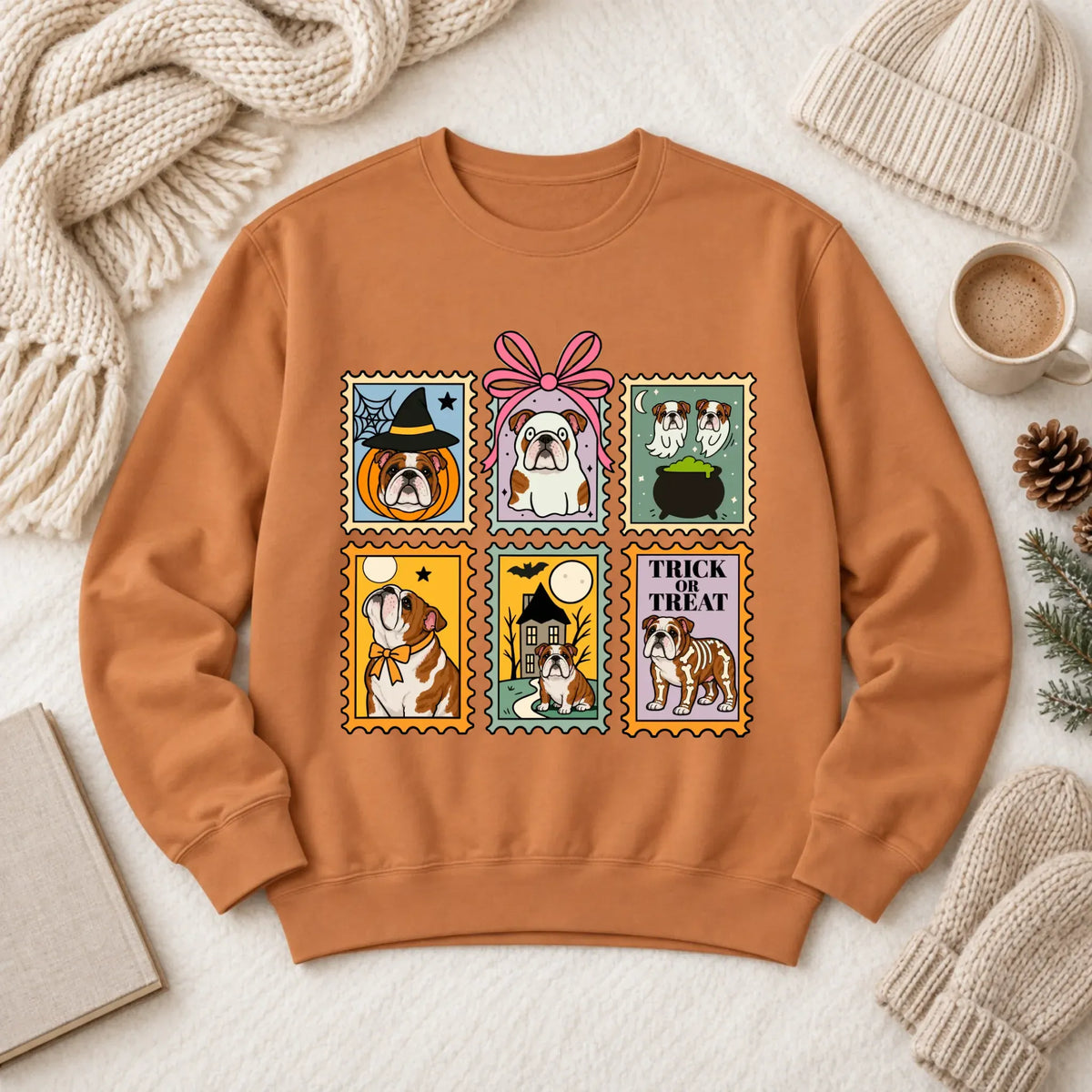 Custom Bulldog Ghost Stamps Unisex Sweatshirt Yam