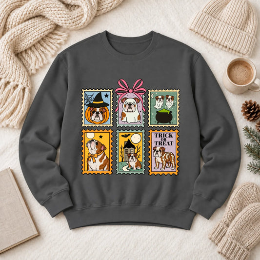 Custom Bulldog Ghost Stamps Unisex Sweatshirt Pepper