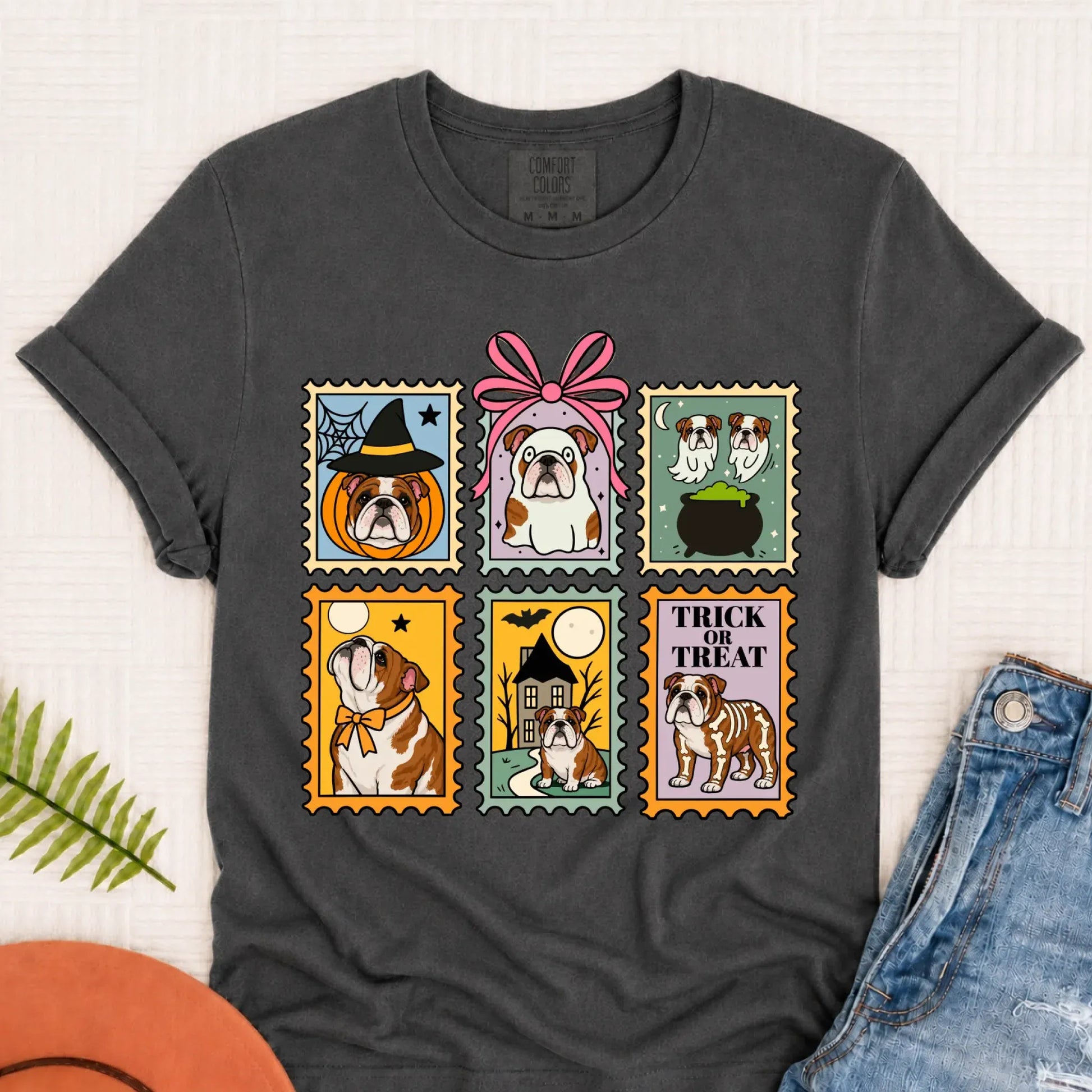 Custom Bulldog Ghost Stamps Unisex TShirt Pepper