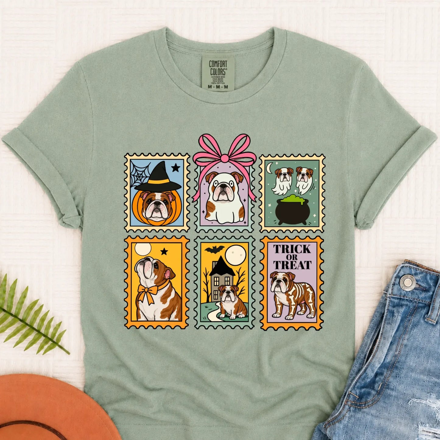 Custom Bulldog Ghost Stamps Unisex TShirt Bay