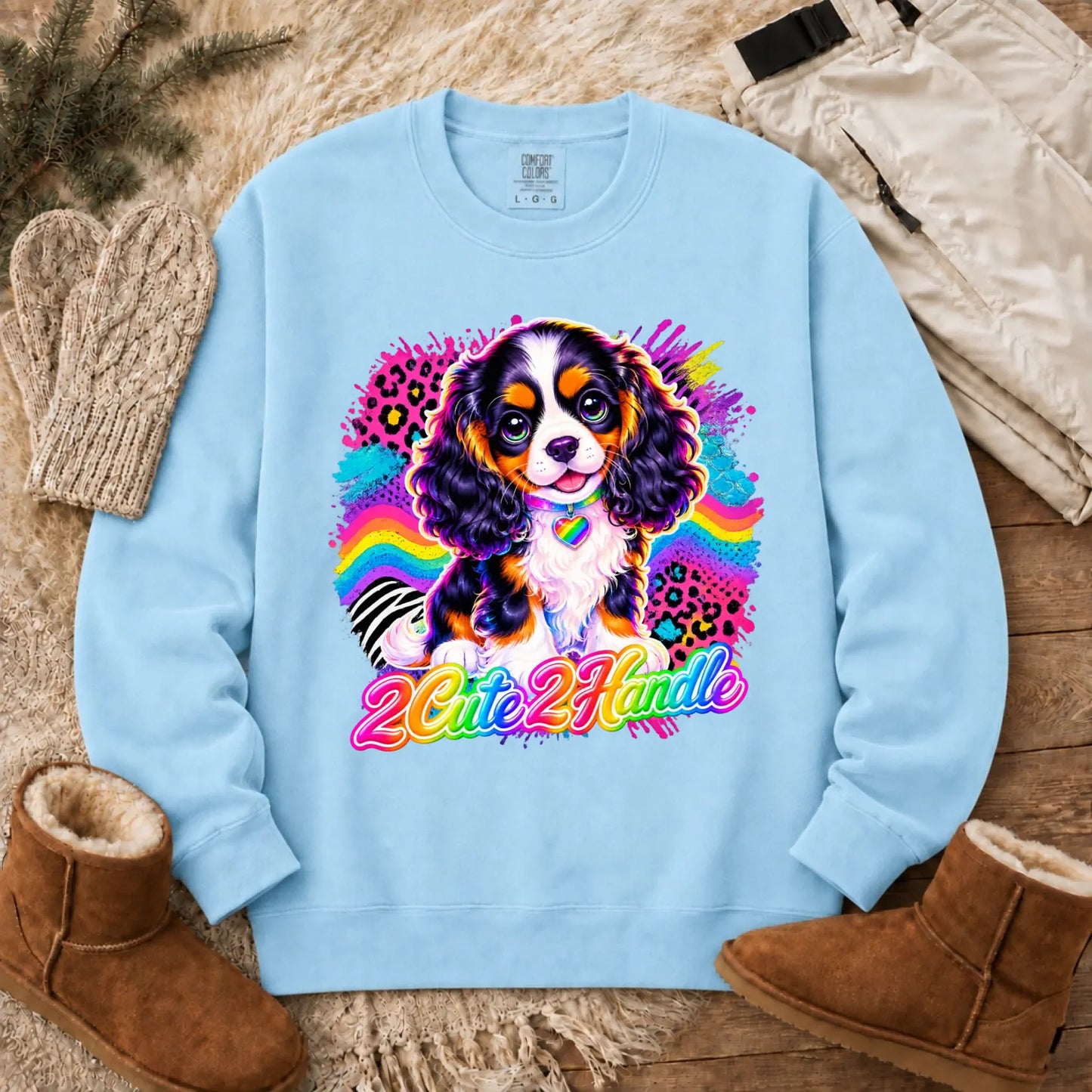 Custom Cavalier 90s Too Cute Unisex Sweatshirt Chambray