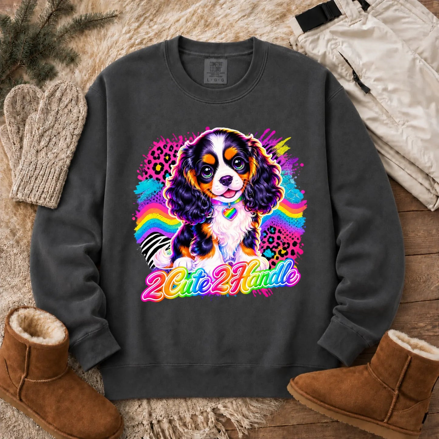 Custom Cavalier 90s Too Cute Unisex Sweatshirt Pepper