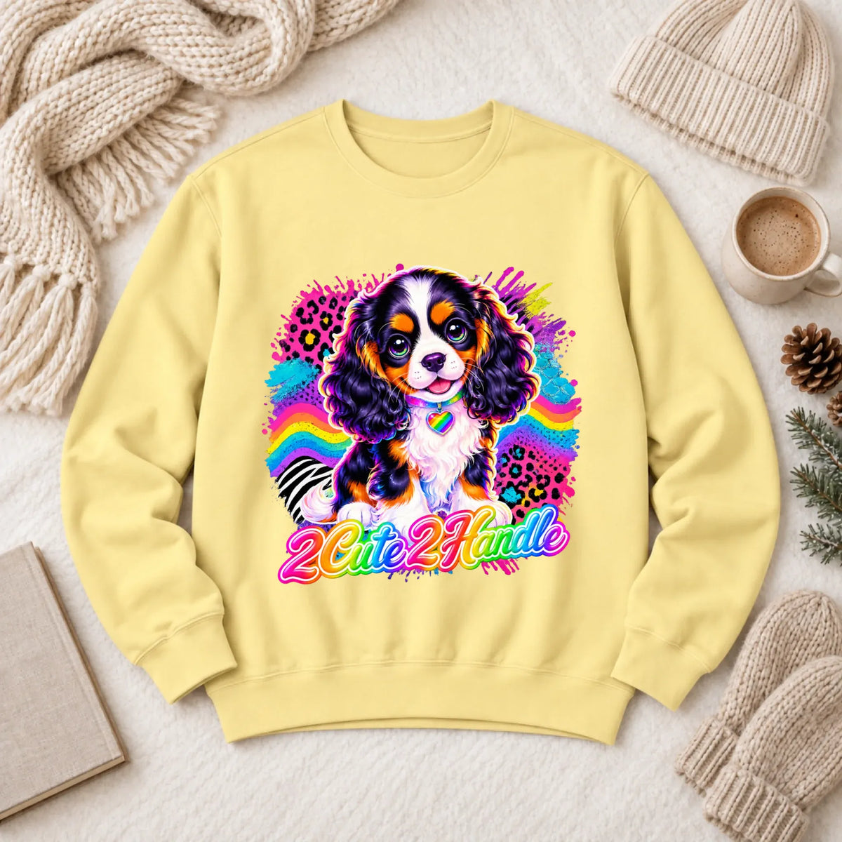 Custom Cavalier 90s Too Cute Unisex Sweatshirt Butter