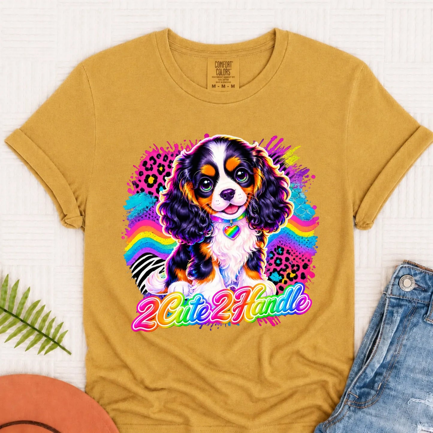 Custom Cavalier 90s Too Cute Unisex TShirt Mustard