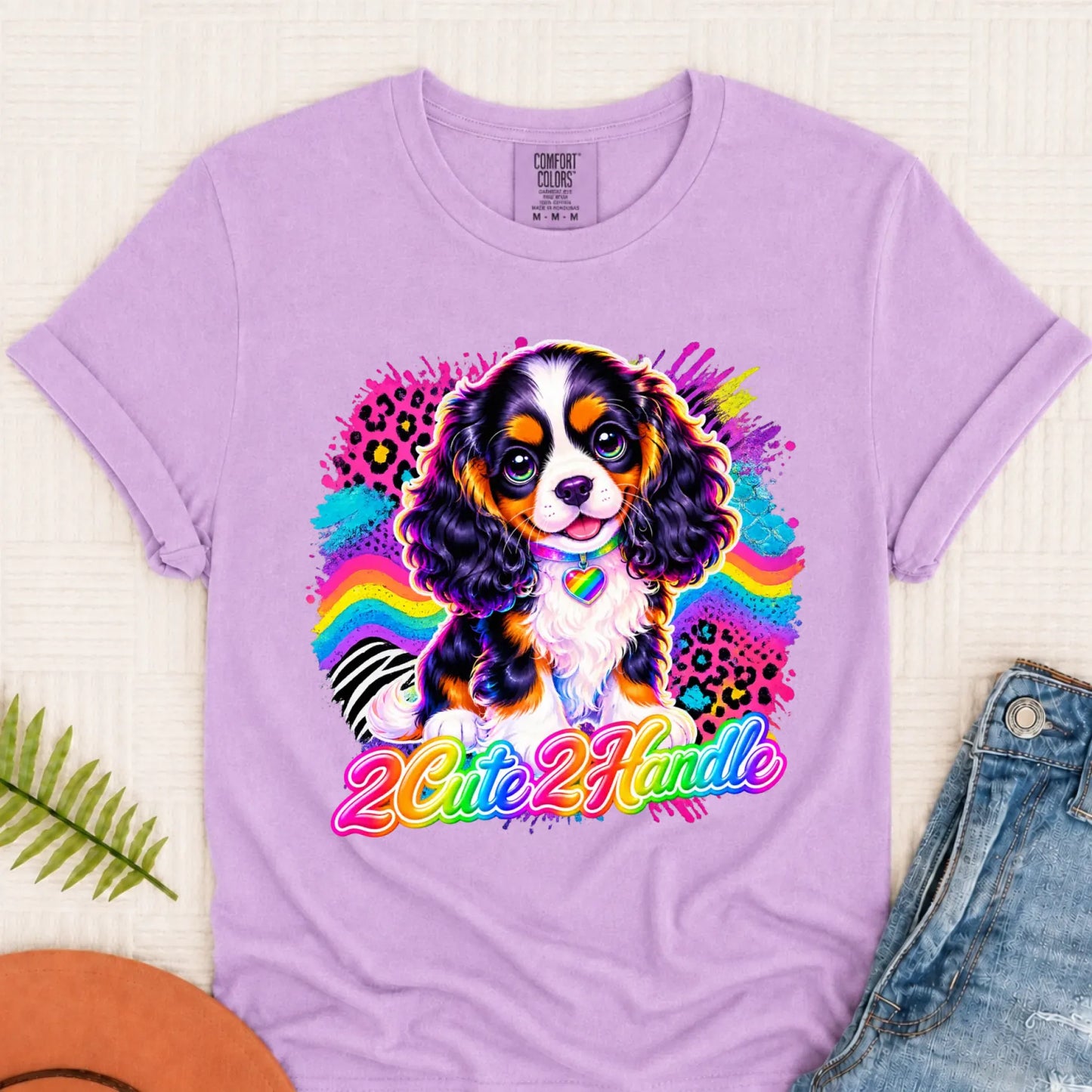 Custom Cavalier 90s Too Cute Unisex TShirt Orchid