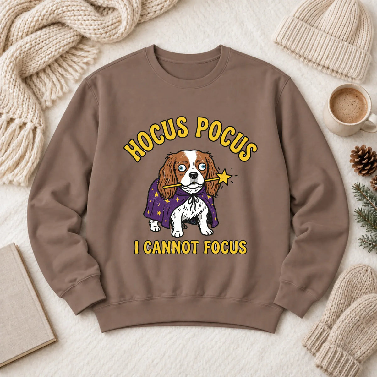 Custom Cavalier ADHD Hocus Pocus Unisex Sweatshirt 1466 LW Sweatshirt Dark Espresso