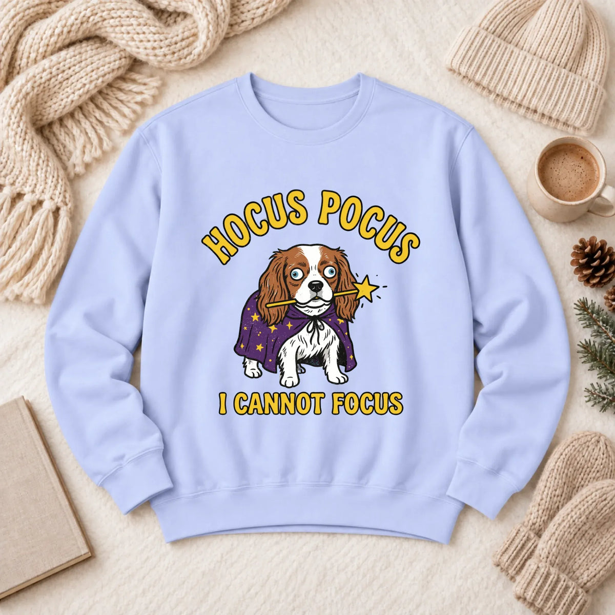Custom Cavalier ADHD Hocus Pocus Unisex Sweatshirt 1466 LW Sweatshirt Light Hydrangea