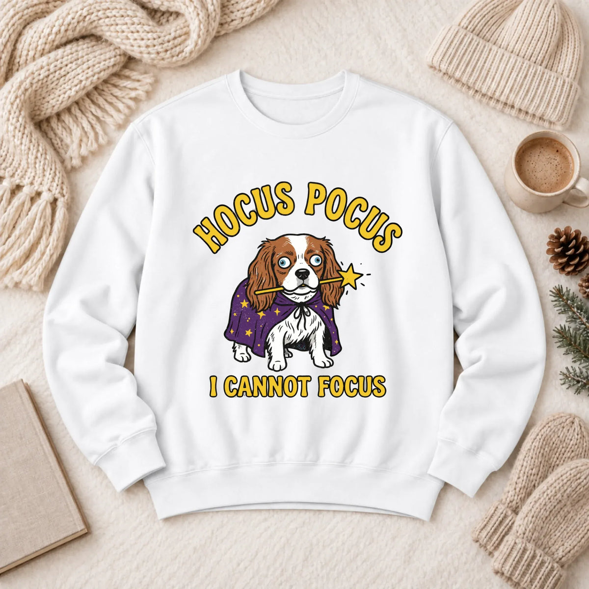 Custom Cavalier ADHD Hocus Pocus Unisex Sweatshirt 1466 LW Sweatshirt Light White