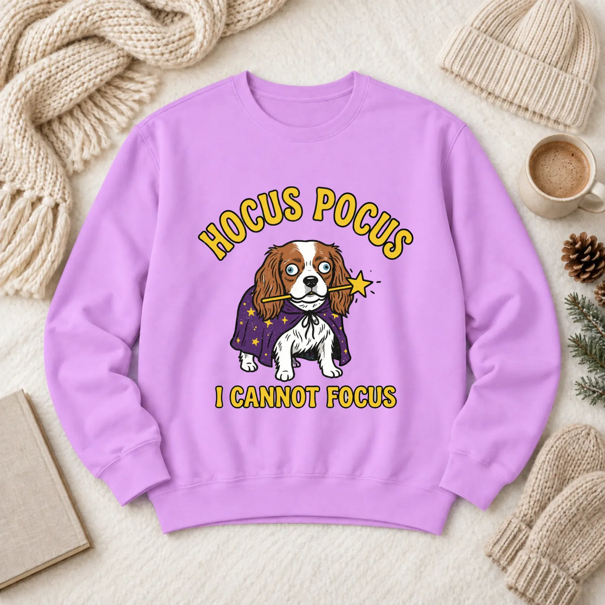 Custom Cavalier ADHD Hocus Pocus Unisex Sweatshirt 1466 LW Sweatshirt Light Neon Violet